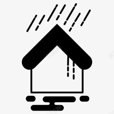 节约展板下雨房子水图标图标