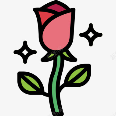 玫瑰玫瑰爱95线性颜色图标图标