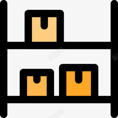 矢量仓库图标货架仓库6线性颜色图标图标
