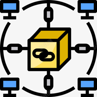 区块链ppt网络区块链26线性颜色图标图标