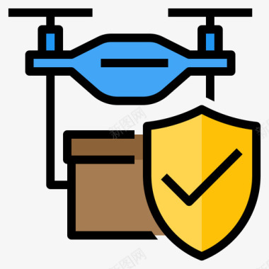 无人机无人机保险89线性颜色图标图标