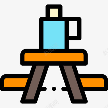 夏令营总动员野餐桌夏令营10线性颜色图标图标