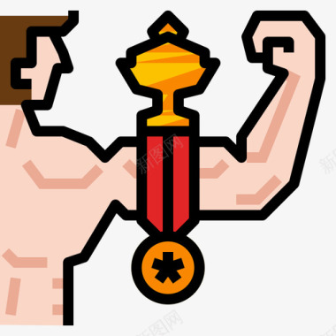 健美运动健身1线性颜色图标图标