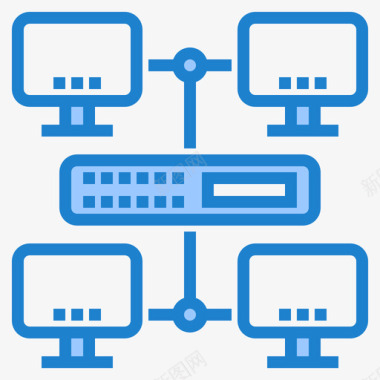 蓝色数字2网络计算机和网络2蓝色图标图标