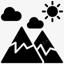 矢量山区景观丘陵区山地景观自然概念图标高清图片