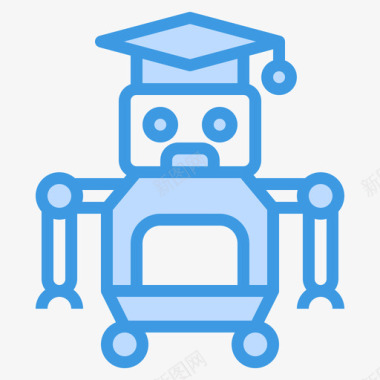 机器人教育和学习15蓝色图标图标