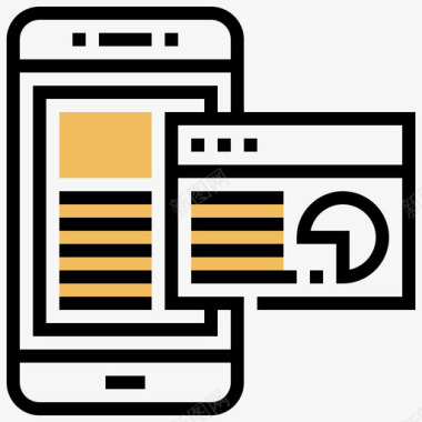 网站智能手机应用程序5黄色阴影图标图标
