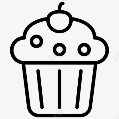 杯形蛋糕面包店樱桃图标图标