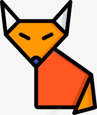 狐狸折纸2线性颜色图标图标