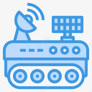 月球车太空和银河1号蓝色图标图标