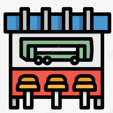 车站等车公交车站城市公园26线形颜色图标图标