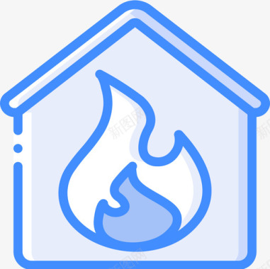 燃烧的房子暖气4蓝色图标图标