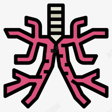 气管软骨支气管人器官6线色图标图标