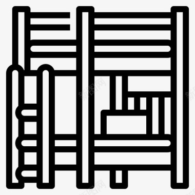 双层床家具151轮廓图标图标