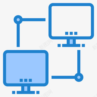 蓝色数字2连接计算机和网络2蓝色图标图标