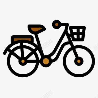 公共交通标识自行车公共交通17线性颜色图标图标