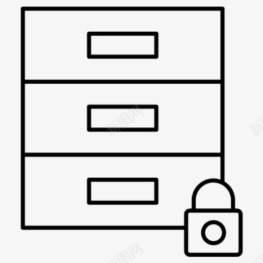 带锁抽屉橱柜数据库图标图标