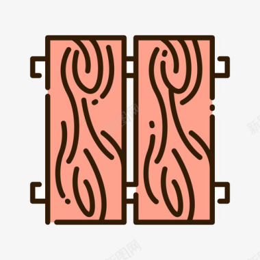 室内的木质室内20线性颜色图标图标