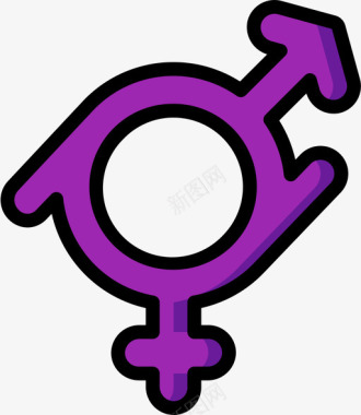 性别流体lgbt6线性颜色图标图标
