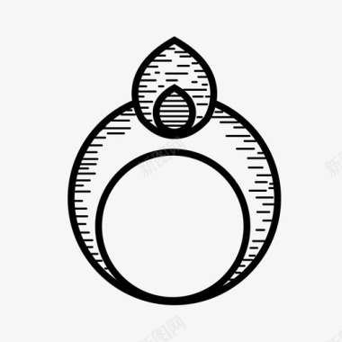 手绘心形戒指订婚心形图标图标