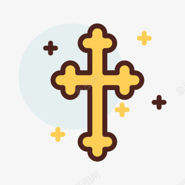 十字架标志十字架基督教4线性颜色图标图标