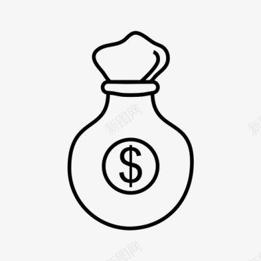 用麻袋逃跑麻袋现金硬币图标图标