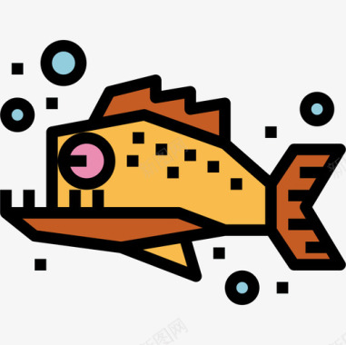 食人鱼水族馆3线形颜色图标图标