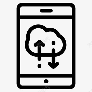 智能手机连接云数据图标图标