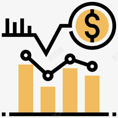 图表经济5黄色阴影图标图标