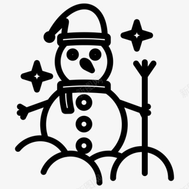 冬天的雪人降雪圣诞节雪人图标图标