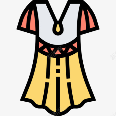 连衣裙波西米亚风格12线性颜色图标图标