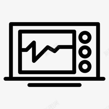 粗线条盆健康心脏监护仪医院图标图标