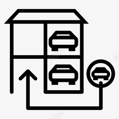 车库停车场车库停车区图标图标