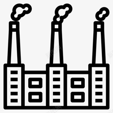 光效烟雾工厂建筑污染图标图标