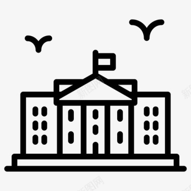 大学标志白宫政府财产官邸图标图标