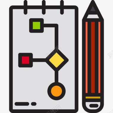 流程图网页平面3线颜色图标图标