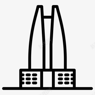 韩国乐天世界大厦韩国地标韩国纪念碑图标图标