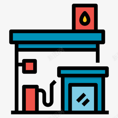 创意加油加油站石油4线颜色图标图标