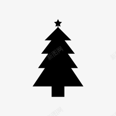 矢量冬天圣诞树礼物节日图标图标