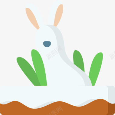 兔子冬季自然15平坦图标图标