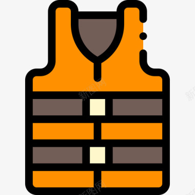 夏令营总动员救生衣夏令营10线性颜色图标图标