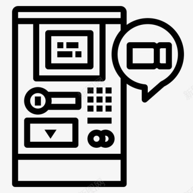 公共交通标识售票机公共交通14直线图标图标