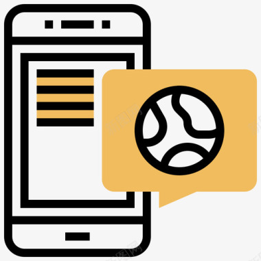 网站智能手机应用程序5黄色阴影图标图标