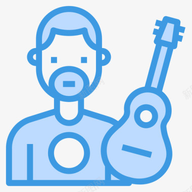 吉他手生活方式化身2蓝色图标图标