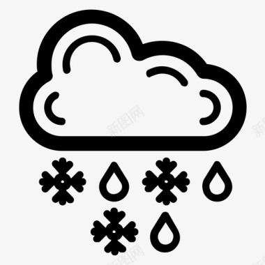 寒冬季节雪和雨冻雨下雨天气图标图标
