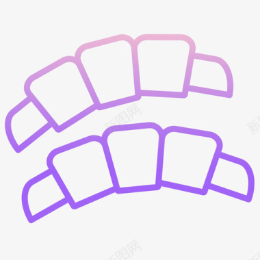 多彩牛角牛角面包咖啡图标2轮廓渐变图标