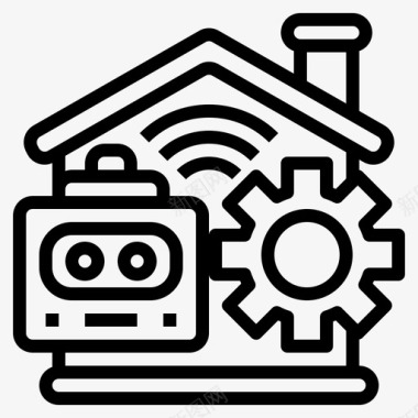 智能家居人工智能97线性图标图标