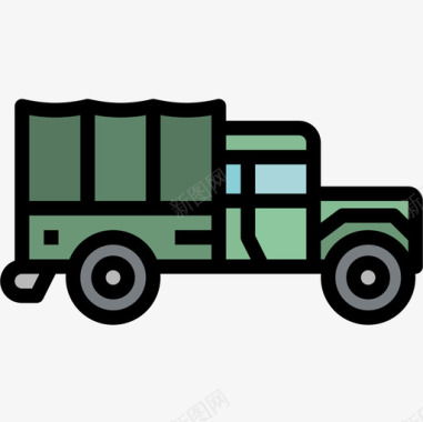 运货车军用32线性颜色图标图标