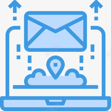 电子邮件商务概念7蓝色图标图标