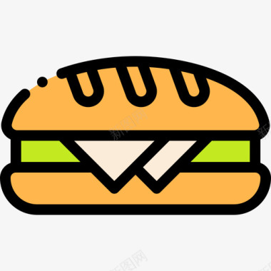 三明治美食19线性颜色图标图标